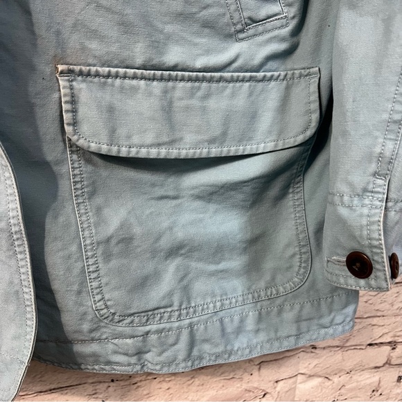 Vintage LL Bean Women Large Light Blue Barn Work Coat Jacket Corduroy Collar - Picture 11 of 13